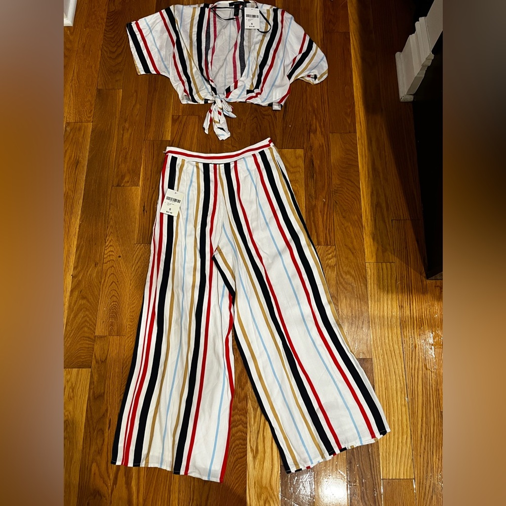 NWT Wide leg striped boho hippie pants and crop shirt